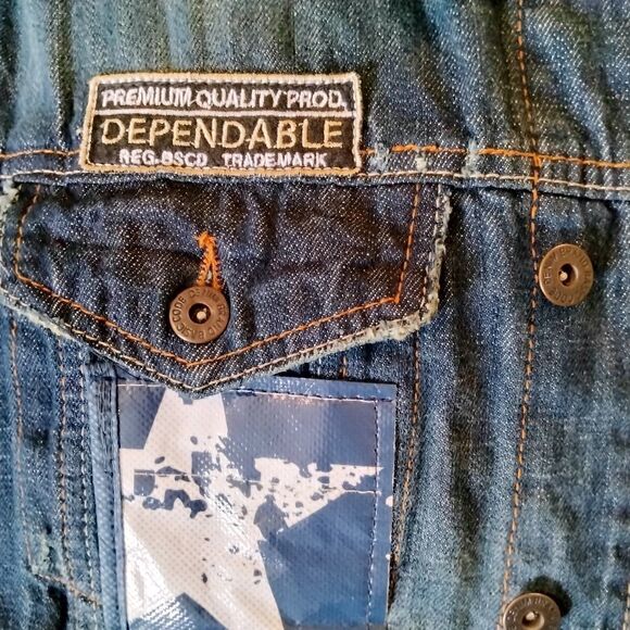 Basic Code Denim Vest Size L Patches Back Panel Freedom - Picture 6 of 7